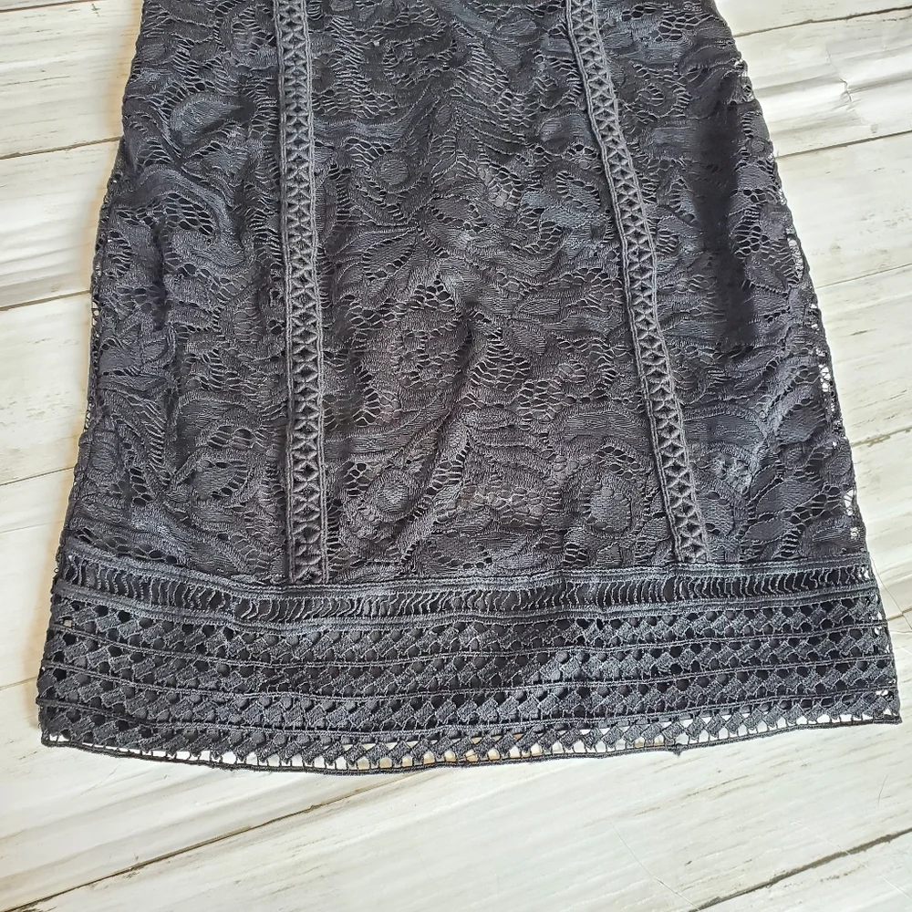 Nwt topshop little black dress lace mini high neck lace size‎ 4